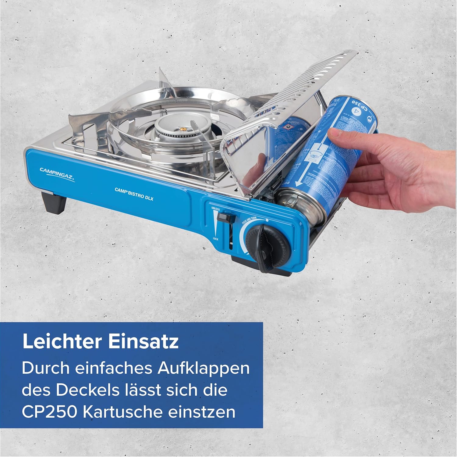 Campingaz Camp Bistro DLX, kompaktes Outdoor-Gas/Gaskartuschen/Campingkocher, Camp Bistro DLX, 1 Glühbirne, 2200 Watt, mit Überhitzungsschutz und Tragetasche – Bild 5