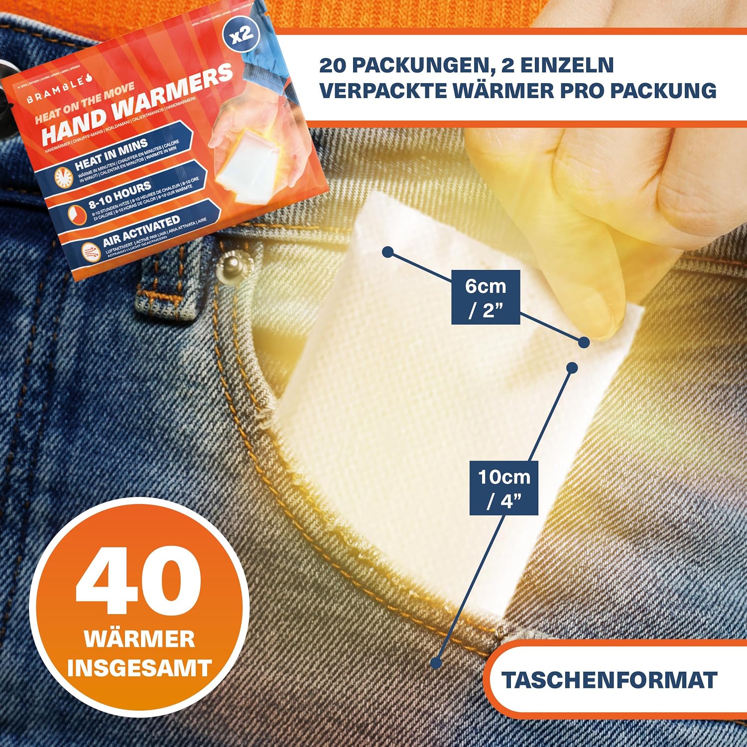 Bramble – Handwärmer – Luftaktivierte Taschenwärmer für Outdoor-Aktivitäten – Wärme in Minuten – Bis zu 10 Stunden Wärme – Bild 7