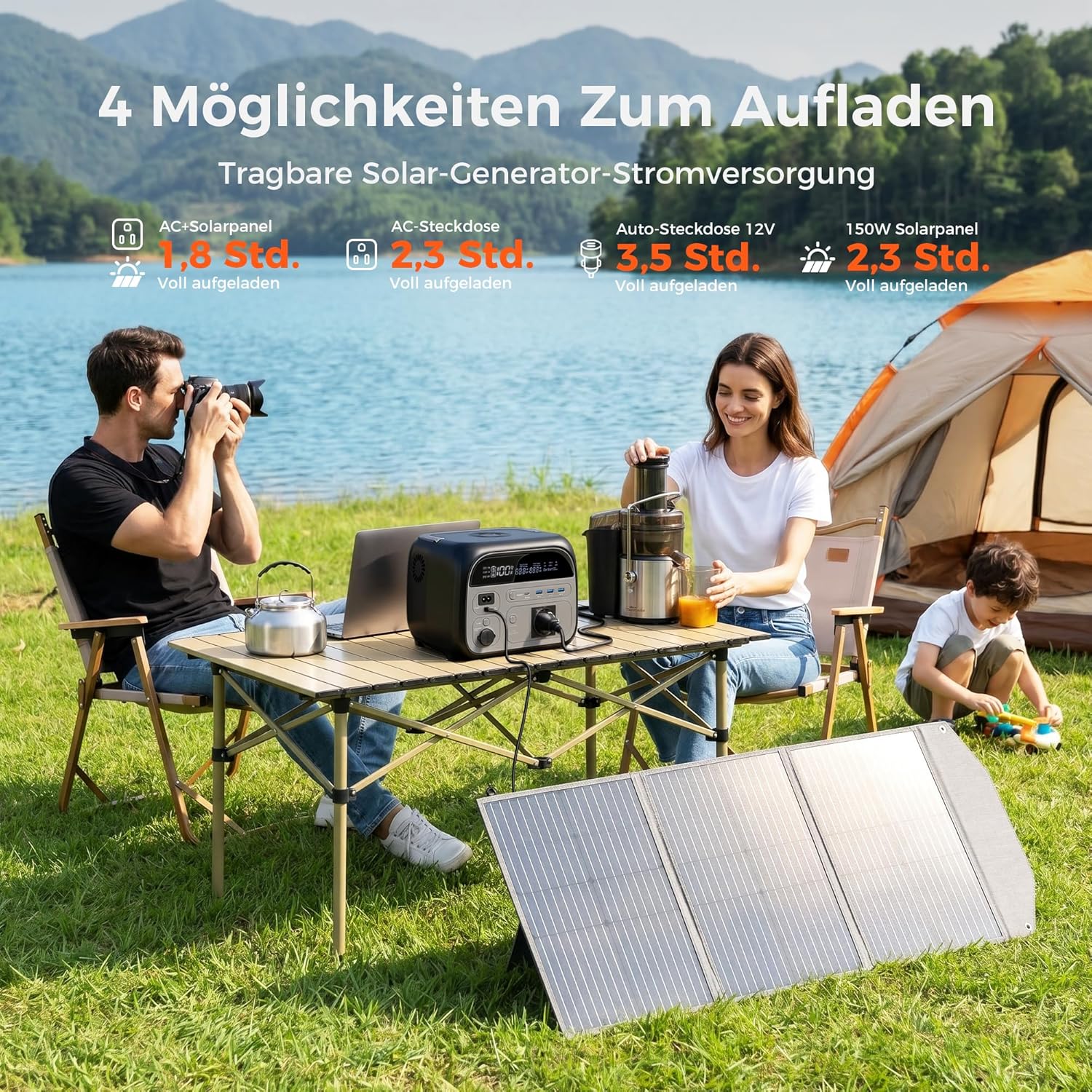 AP400 Power Station 345Wh LiFePO4 Akku, 500W Peak Solargenerator mit 100W Solarpanel, 140W Schnellladung, mobiles Solarset für Camping, Reisen, Outdoor, Notfälle und als Notfall – Bild 7