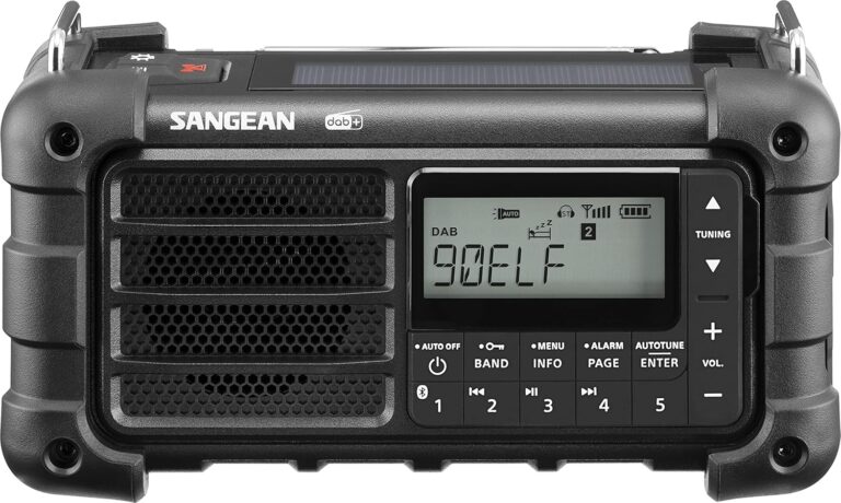 Sangean MMR-99 DAB Multifunktions-Notfallradio mit Handkurbel, DAB+, UKW-RDS, Bluetooth, LED-Taschenlampe und IP55-Zertifizierung, ideal für Outdoor, Camping und Notfälle, Mitternachtsschwarz