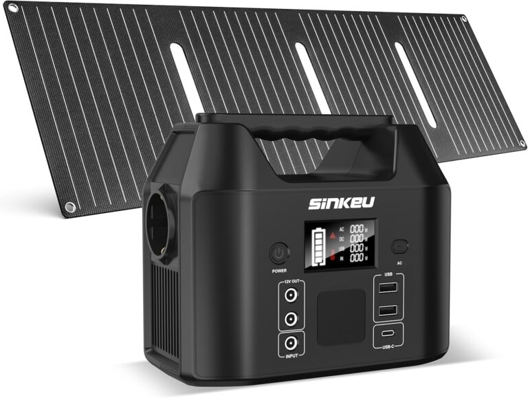 SinKeu 96Wh tragbares Kraftwerk mit 40-W-Solarpanel, 30000-mAh-LiFePO4-Batterie-Solargenerator mit 230-V-150-W-AC-Steckdose/12-V-DC/USB, Notstromversorgung für Camping, Picknicks, Garten, Notfälle