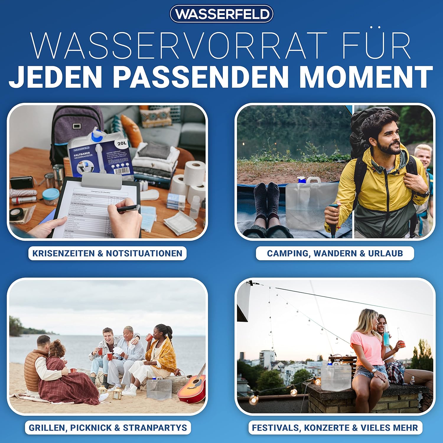 WASSERFELD (10 L - 20 L Wasserkanister faltbar inkl. auslaufsicherem Dosierhahn und Tragegriff – robuster Trinkwasserkanister mit Verschlussklappe – auslaufsicherer Wasserbehälter – Bild 6