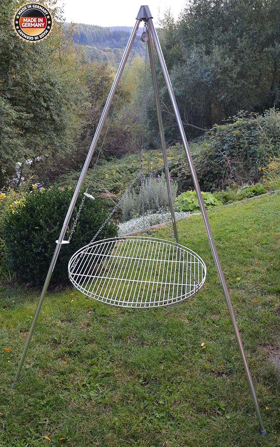 3-Bein-Schwenkgrill mit 70 cm Edelstahl, hergestellt in Deutschland – Bild 2