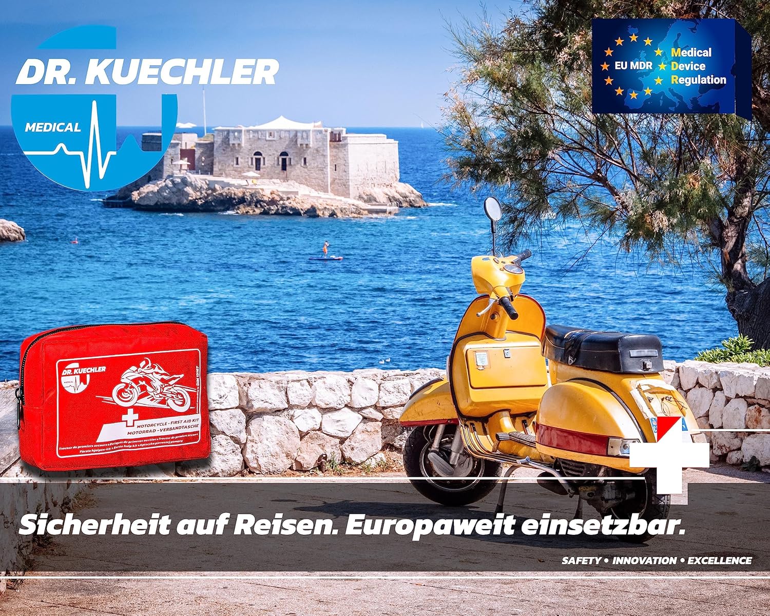 Dr. KUECHLER Medical Motorrad, Quad, Vespa, Fahrrad-Verbandskasten, Mini-Motorrad-Set, Verbandstasche, neueste DIN-Norm, für TÜV-Prüfung, Verbandskasten Motorrad, Motorradzubehör – Bild 5