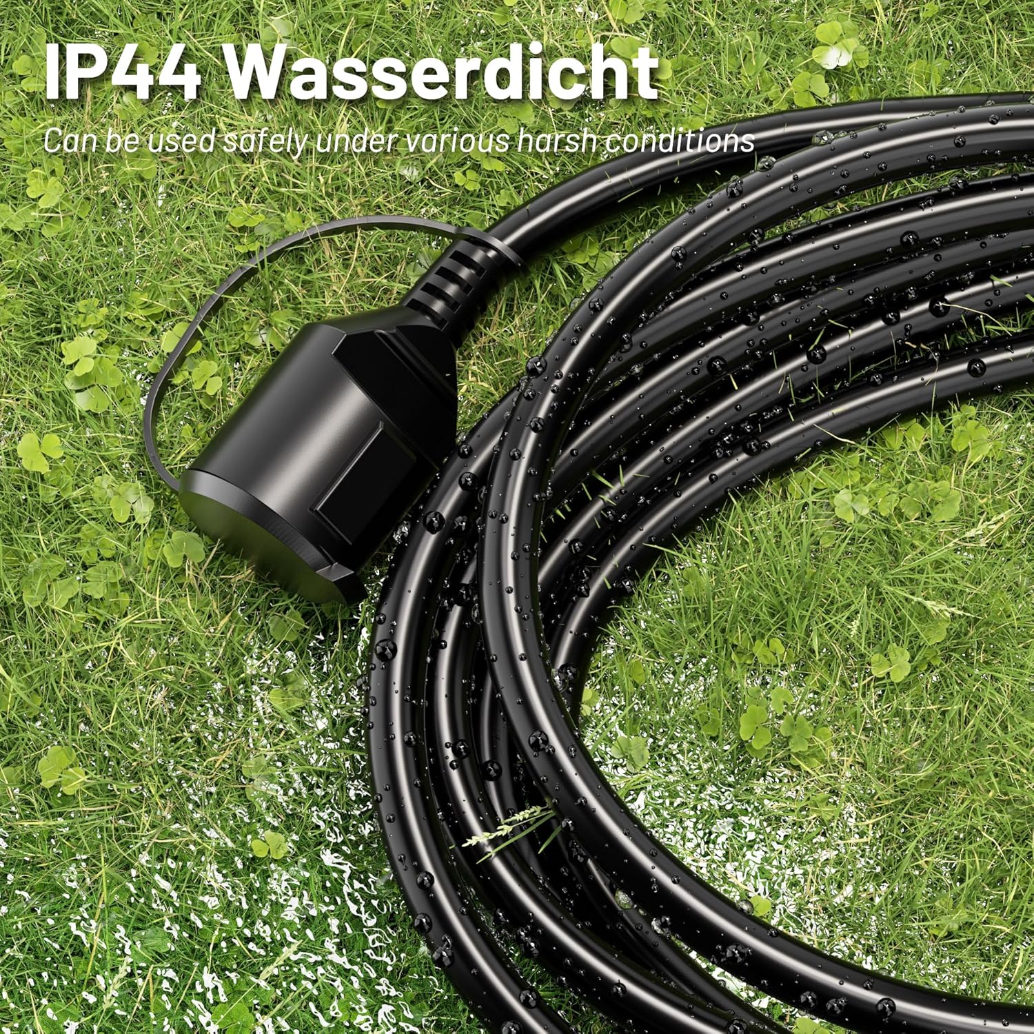 Gummi-Verlängerungskabel 25 m, Außenkabel, Kabelverlängerungen mit Schutzkontaktstecker, Schuko-Verlängerung 16 A/250 V, schwarz, H05RR-F 3G 1,5 mm² – Bild 5