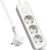 EXTRASTAR Flachstecker Mehrfachsteckdose 3-fach Steckdosenleiste Flachstecker mit Druckknopfschalter 1,5 m Kabel für Büro und Zuhause Weiß + Grau