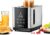 ROMMELSBACHER Toaster To 850, 2 breite Schlitze für Brot bis XL-Toast, automatische Brotscheibenzentrierung, LED-Anzeige, Countdown-Anzeige, 9 Stufen, Auftaustufe, Brotaufsatz, Krümelschublade