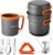 Odoland Camping-Geschirr-Set, 10-teilig, Outdoor-Kochgeschirr, Aluminium, Camping-Töpfe, Tassen, faltbares Besteck, Mini-Campingkocher für Outdoor-Picknick, Wandern