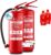 6 kg Pulver-Feuerlöscher für die Brandklasse ABC mit 9 LE Dauerdruck inklusive Prüfzeugnis, Wandhalterung und Manometer