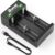 BONAI Universal-Akkuladegerät für NI-MH 1,2 V AA AAA CD & 3,7 V 18650 21700 26650 Li-Ionen-Akkus, intelligentes 2-Schacht-Akkuladegerät