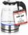 Emerio WK-119988 Wasserkocher aus Glas, 1,7 Liter, 2200 Watt, LED-Innenbeleuchtung, 360°-Basis, Silber