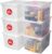 Iris Ohyama Vielseitige Aufbewahrungsbox mit Deckel, Stapelboxen, 30 l, 6er-Set, transparent, stapelbar, Kunststoff, für Schrank, Regale, Organisation, Kleidung, Bettwäsche, Kunststoffbox mit Deckel, USB-M