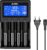 4 Bay 18650 Akkuladegerät mit LCD-Display | Schnelllade-Universal-Ladegerät für wiederaufladbare Batterien Li-Ion LiFePO4 26650 18650 16340 10440 14500 RCR123