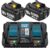 Hohe Kapazität 18 V 8,0 Ah/8000 mAh Verbesserter 2 x Ersatzakku für Makita + Dual Port 6A Ladegerät DC18RD Kompatibel mit BL1860B BL1850B BL1840B BL1830 BL1835 194205-3 LXT-400 mit LED-Werkzeugakku