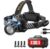 Wiederaufladbare LED-Stirnlampe, 80.000 lm, superhelle LED-Stirnlampe mit Rotlicht- und Sensormodus, 9 Lichtmodi, IP65 wasserdicht, 90° einstellbarer Fokus, zum Laufen, Camping, Wandern, Angeln