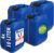 plasteo® 4 x 10 L Getränke-Wasserkanister, BPA-frei, lebensmittelecht, hergestellt in Deutschland, Camping, UN-Zulassung, tragbar, für drinnen und draußen, blau