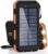 Solar-Powerbank 20000 mAh, wasserdichter externer USB-C-Akku mit 2 Ausgängen, 2 USB-Anschlüssen, LED-Taschenlampen mit Kompass für Outdoor-Aktivitäten