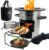 Arebos Raketenofen mit Gusseisen-Grillpfanne mit Tragetasche und Handschuhen | Dutch Oven BBQ | Tragbarer Campingkocher Holzofen | Outdoor-Küche | Raketenofen | Campinggrill Silber