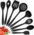 Herogo Küchenutensilien-Set, 8-teiliges Kochbesteck-Set aus Silikon, antihaftbeschichtet, hitzebeständig, Küchenutensilien, Kochgeschirr mit Silikonspatel/Löffel/Spachtel/Schöpfkelle – Schwarz