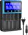 Universal-Akkuladegerät, 18650-Akkuladegerät mit 4 Steckplätzen, LCD-Smart-Schnelllade-Akkuladegerät für NI-MH NI-CD AA AAA Li-Ion LiFePO4 IMR 10440 14500 16340 18650 RCR123 26650