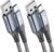 2er-Set USB-Typ-C-Kabel, 3 m, 3,1 A, Schnellladekabel, Nylon, für Samsung Galaxy S21, S20, S10, S9, S8 Plus, Note10/9/8, M31, M30s, M20, A20e, A71, A52, A51, A50, A40, A10, Mi 9/8, V30/20