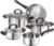 Karcher Mia 5-teiliges Edelstahl-Kochgeschirr-Set, Set aus Induktions-Kochtöpfen mit Glasdeckel, Kochtopf und Bratpfanne