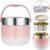 Thermo-Lebensmittelbehälter 1200 ml Fassungsvermögen Warmhaltebehälter Lebensmittel Thermoschüssel mit Deckel, Thermo-Lunchbox zur Aufbewahrung von Mittagessen, Suppen, Brei (Rosa)