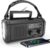 Solarradio, tragbares Kurbelradio, AM/FM-Notfallradio mit 10000/20000 mAh wiederaufladbarer Powerbank, 3 Modi LED-Taschenlampe, SOS-Alarm, USB-C-Handy-Aufladung für Camping im Freien (schwarz, 20000 mAh)