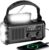 YIKANWEN Kurbelradio mit 20.000-mAh-Akku, wiederaufladbar, tragbarer Solarradio-Dynamo mit AM/FM/NOAA, Powerbank, LED-Campinglicht, SOS-Alarm, Kompass, Schwarz