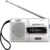 Tragbares Mini-Radio 2-Band AM/FM mit Kopfhöreranschluss, kleine Transistor-Teleskopantenne, Taschenradio, Weltempfänger, Lautsprecherradio, batteriebetrieben, für Wandern, Camping, BC-R21, Silber