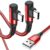 USB-C Kabel 90 Grad Winkel (2 Pack, 3 m), Schnellladekabel, USB-C Nylon Typ-C Kabel für Samsung Galaxy S21, S20, S10, S9, S8 Plus, Note 10 / 9 / 8, M31, M30s, M20, A20e, A71, A52, A51, A50, A40, A10, A7, Mi 9 / 8 (Rot)