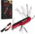 Morpilot 15-in-1-Multitools, Edelstahl-Multifunktionswerkzeug, 4-in-1-Feuerstein mit Schraubendreher, Pfeife, Säge und Kompassstein