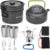 Odoland Geschirrset für 1–2 Personen, Kochset mit tragbarer Aluminiumkanne, Teekessel, Tassen, faltbarem Besteck für Camping, Outdoor, Picknick, Wandern