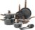 Kitchen Academy Topf- und Pfannenset 12-teilig, antihaftbeschichtet | Kochgeschirr-Set mit Deckel, Töpfen und Pfannen-Set für Induktion, Gasherd und Mikrowelle, Schwarz