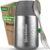 Blockhütte Isolierter Thermobehälter aus Edelstahl, 530 ml – 730 ml, mit Bürste & Göffel, Thermo-Lunchbox für Erwachsene & Kinder, Thermobecher, Babybrei & Müsli