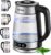 Ecosa Glas-Wasserkocher mit Temperatureinstellung, 1,8 Liter, 2.200 Watt, Edelstahl mit Temperaturwahl, Teebereiter, 100 % BPA-frei, Warmhaltefunktion, LED-Beleuchtung, Memory-Funktion