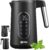 Edelstahl-Wasserkocher mit Temperatureinstellung (40 °C – 100 °C), 1,7 Liter, 2200 Watt, Teekessel, 100 % BPA-frei, Warmhaltefunktion, LED-Display mit Temperaturauswahl, Wasserkocher, Wasserkocher (seidenschwarz)