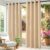 2er-Set Outdoor-Vorhänge, wasserdicht, Sonnenschutz, winddicht, rostfrei, schnell trocknend, mit Ösen, für Terrasse, Garten, Balkon, Familienhaushalte, einfache Montage, farbecht, langlebig (132 x 245 cm, Beige)