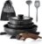 Kitchen Academy 10-teiliges Topfset mit Glasdeckel, Marmorbeschichtung, Antihaftversiegelung, Kochgeschirrset, geeignet für Induktionsherde, körniger, glatter Griff, schwarz