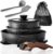 Kitchen Academy Pfannenset, abnehmbarer Griff, 10-teiliges Induktionstöpfe-Set für alle Herdarten, Pfanne 20/25 cm, Topf 18 cm
