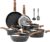 Kitchen Academy Induktionstöpfe-Set – 12-teiliges Kochtopf-Set aus schwarzem Granit, antihaftbeschichtetes Topf-Set und Pfannen-Set, PFOA- und PFOS-frei