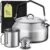 Praknu Camping-Wasserkocher-Set 1 L aus Edelstahl – ohne Strom – Wasserkocher, Tasse, Teesieb & Beutel – stapelbar – Feuer, Gasherd – hitzebeständiger Silikongriff – spülmaschinenfest
