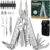 Multper Multitool-Werkzeug, Geschenke für Männer, verbessertes Multitool aus Edelstahl, faltbar mit Damastmesser, Drahtschneider und Schraubendreher-Set, Multifunktionszange für Outdoor und Camping