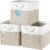OrganiHaus Aufbewahrungsbox, 30 x 30 cm, 3er-Set, Würfelkörbe aus Stoff mit Seilgriffen, faltbare Aufbewahrungswürfel für Kallax-Organizer, Aufbewahrungskörbe für Kinderzimmer, Beige/Weiß